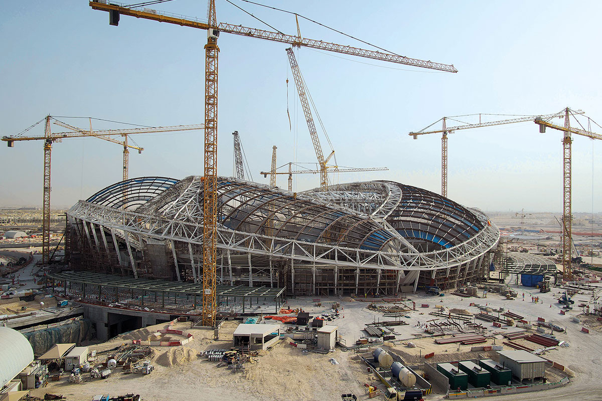A picture of the construction of the Al Wakrah stadium